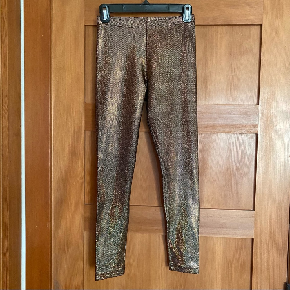 American Apparel Gold Holographic Glitter Leggings - Picture 2 of 5